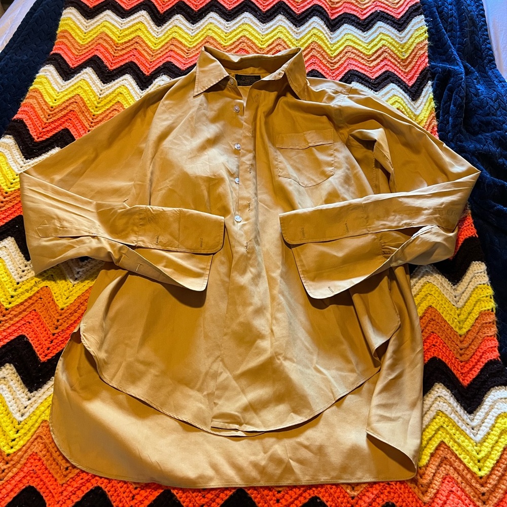 Men’s gold button down shirt